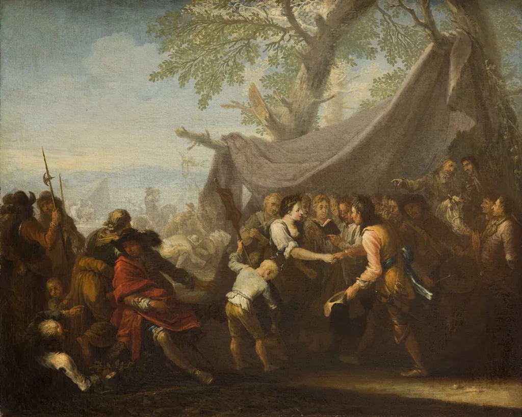 Event at a Military Camp (Wedding at a Military Camp), by Georg Philipp Rugendas the Elder, oil, 1711