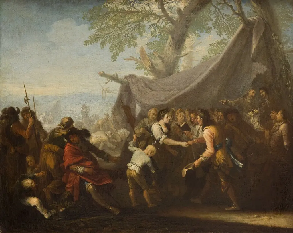 Event at a Military Camp (Wedding at a Military Camp), by Georg Philipp Rugendas the Elder, oil, 1711