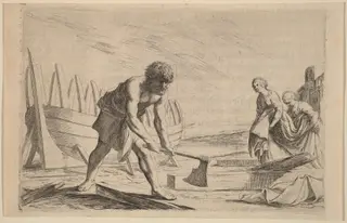 Ulysses on the Island of the Goddess Calypso, by Willem Basse, ink, 1634