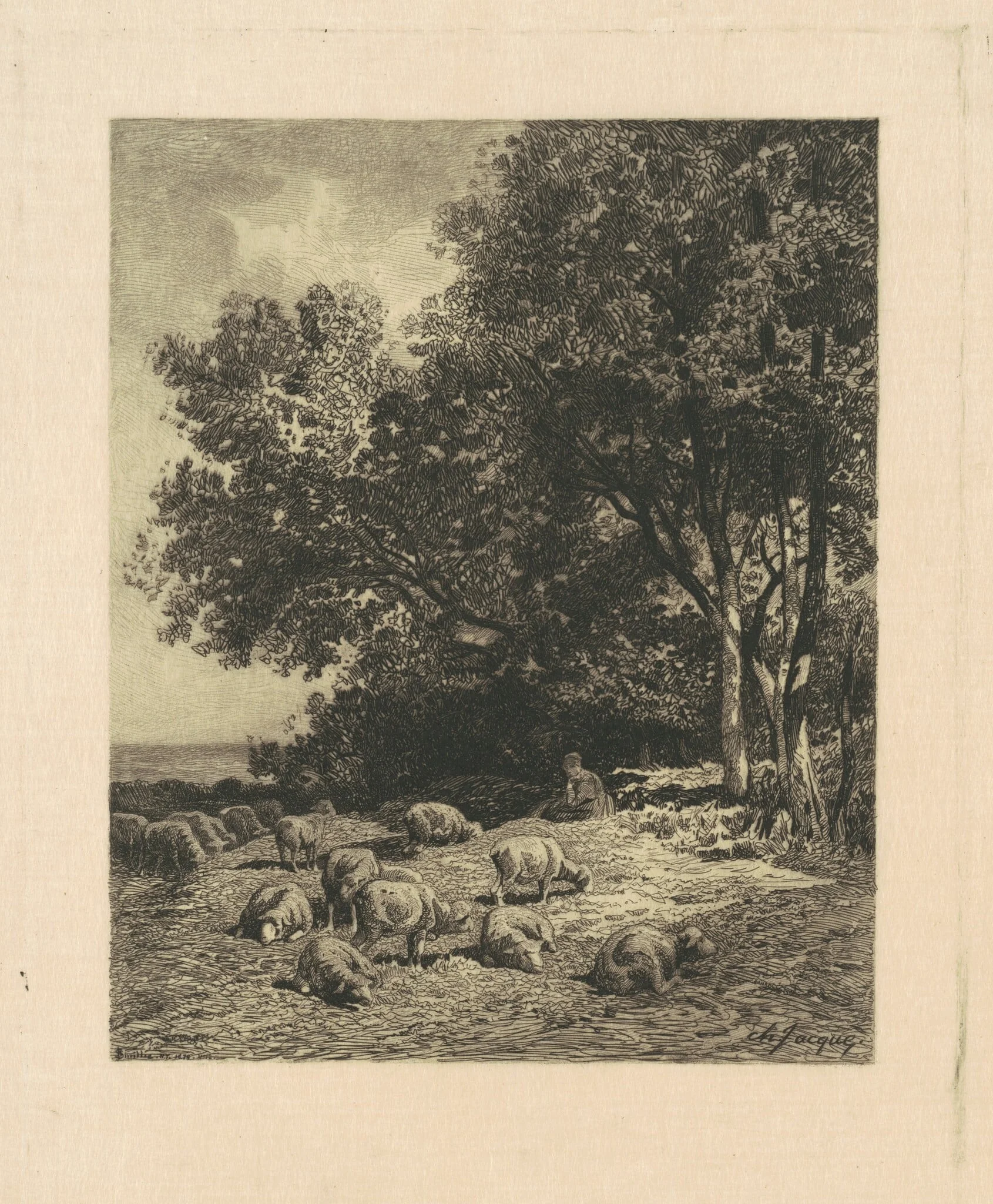 Landscape with Sheep, detail