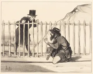 Ah! ben... le convoi... peut se flatter de l'échapper..., by Honoré Daumier, ink, 1843