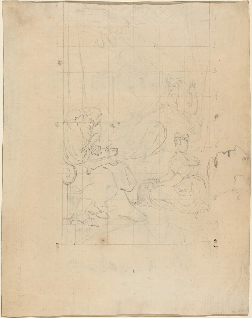 Queen Katherine's Dream [recto], by William Blake, graphite, 1804