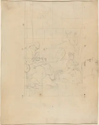 Queen Katherine's Dream [recto], by William Blake, graphite, 1804