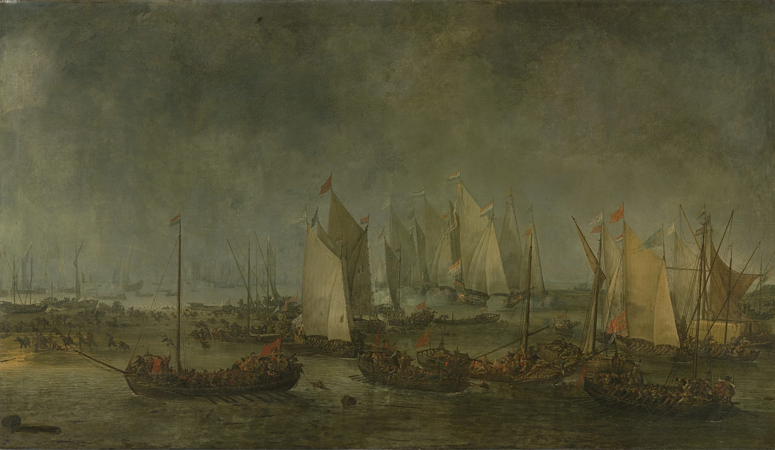 The battle on the Slaak between the Dutch and Spanish fleets during the night of 12-13 September 1631, detail