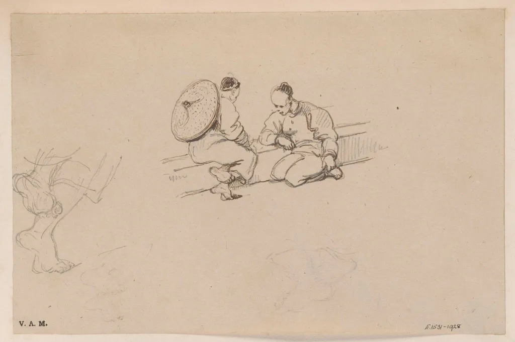 Two Chinese men on a step, by George Chinnery, 19