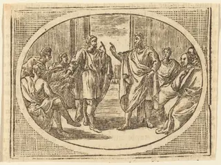 The Boasting Traveler, by Elisha Kirkall, 1712