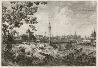 Imaginary View of Padua, by Canaletto, ink, 1740