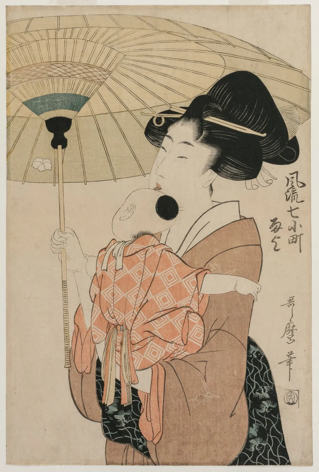 Prayers for Rain, from the series Seven Elegant Komachi, by Kitagawa Utamaro, 1794