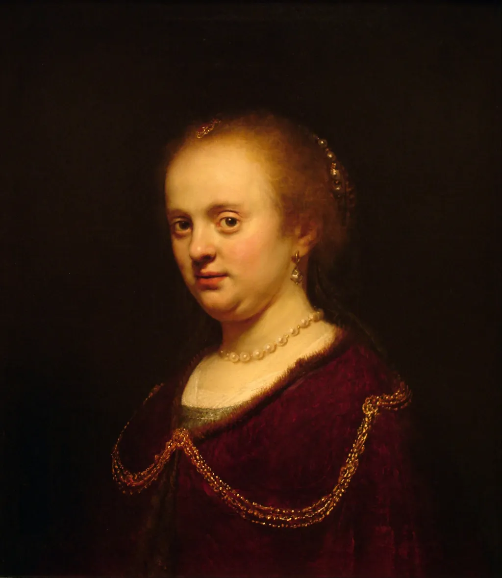 Young Woman with a Gold Chain, by Rembrandt, oil, 1634