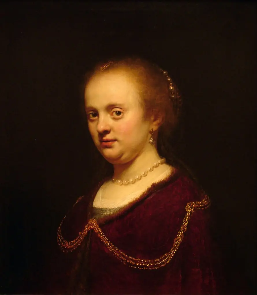 Young Woman with a Gold Chain, by Rembrandt, oil, 1634
