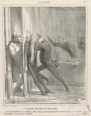 La rèforme électorale en angleterre, by Honoré Daumier, ink, 1866