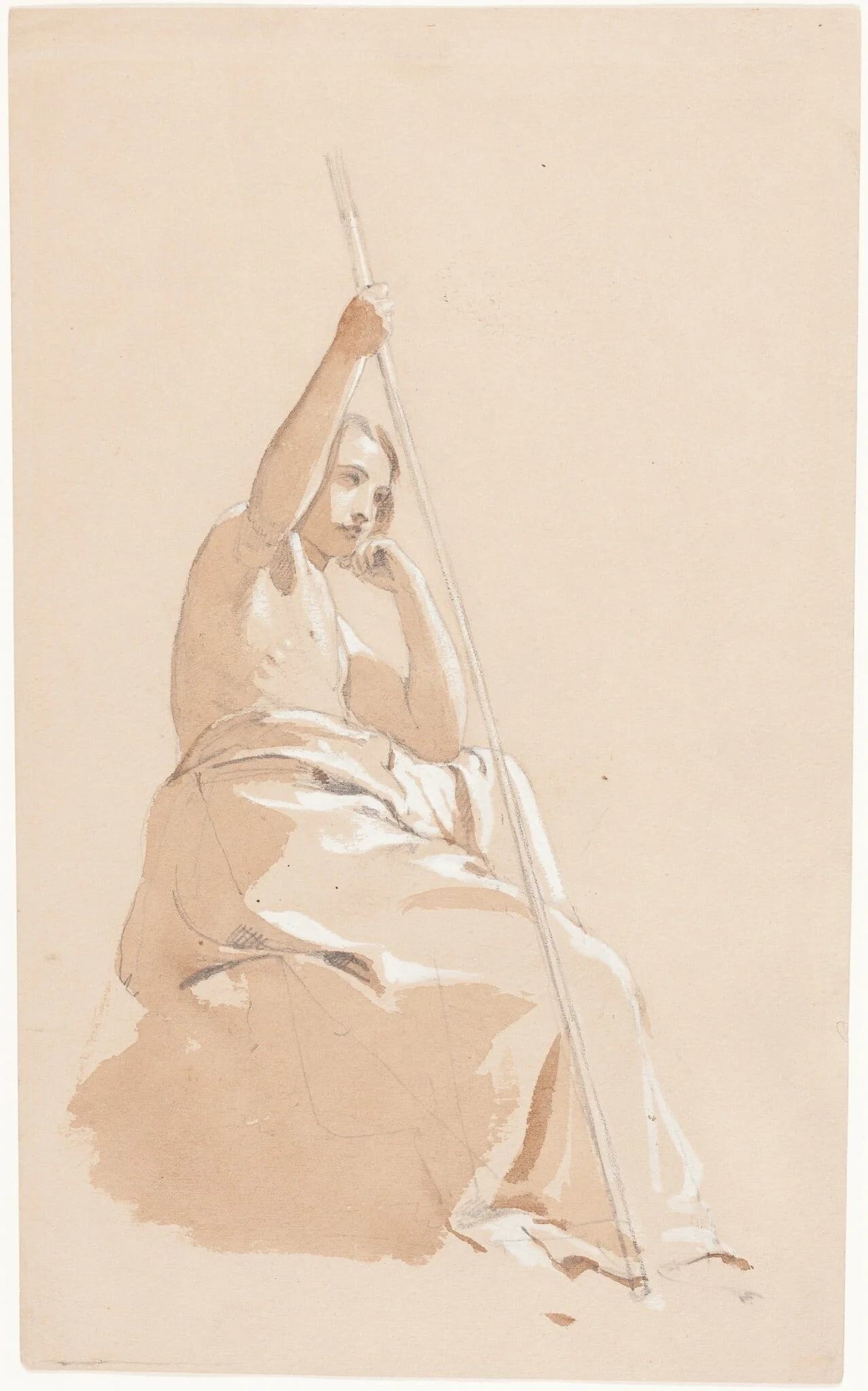 Seated Youth with a Staff, detail