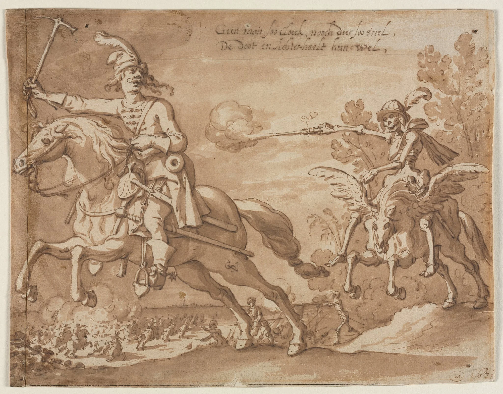 Death on Horseback Chasing a Flying Knight, detail
