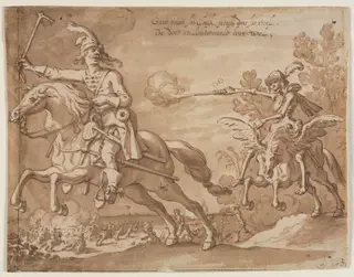 Death on Horseback Chasing a Flying Knight, by Sebastiaen Vrancx, 1631
