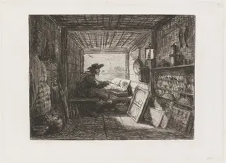 Studio on the Boat (Le Bateau-atelier), by Charles François Daubigny, ink, 1862