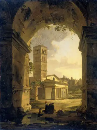San Giorgio in Velabro in Rome, by Antonie Sminck Pitloo, oil, 1820