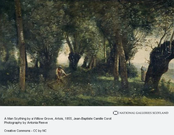 A Man Scything by a Willow Grove, Artois, detail
