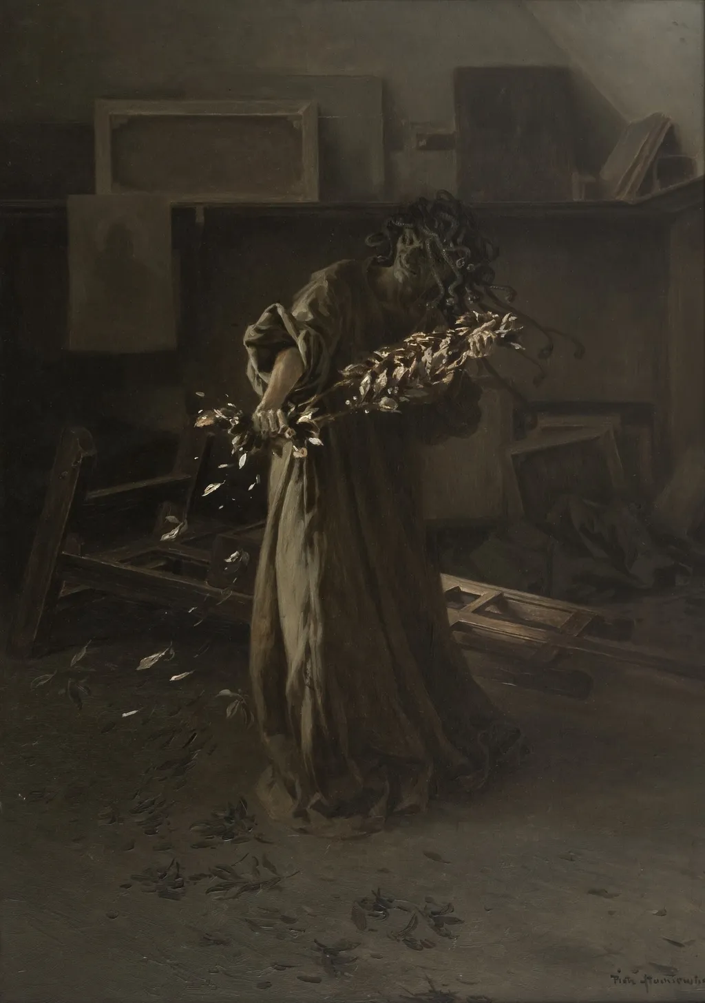 Phantoms in the Studio – Despair, by Piotr Stachiewicz, unspecified, 1892