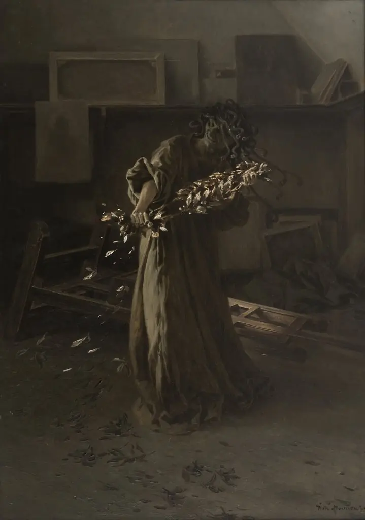 Phantoms in the Studio – Despair, by Piotr Stachiewicz, unspecified, 1892