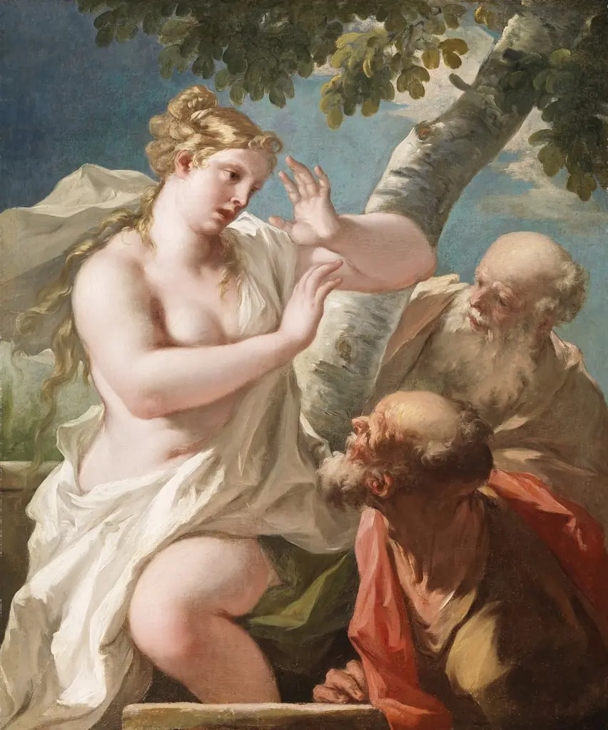 Susannah and the Elders, by Giovanni Antonio Pellegrini, oil, 1709
