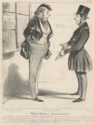 Robert Macaire commissionnaire, by Honoré Daumier, ink, 1838