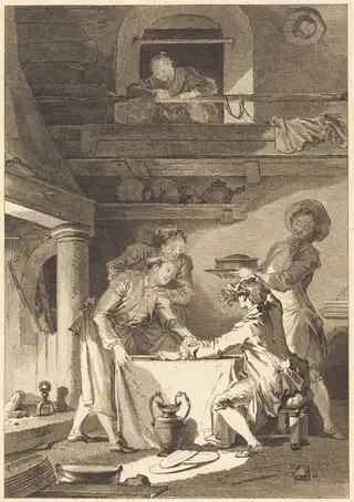 Le pate d'anguilles, by Charles Emmanuel Patas, ink, 1773