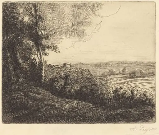 Landscape: Road to Horville (Paysage: Chemin d'Horville), by Alphonse Legros, ink, 1874