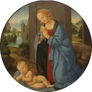 The Virgin adoring the Child, by Lorenzo di Credi, paint, 1490