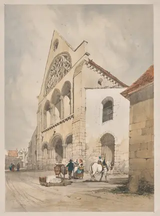 Picturesque Architecture in Paris, Ghent, Antwerp, Rouen:  St. Andre, Chartres, France, by Thomas Shotter Boys, 1839