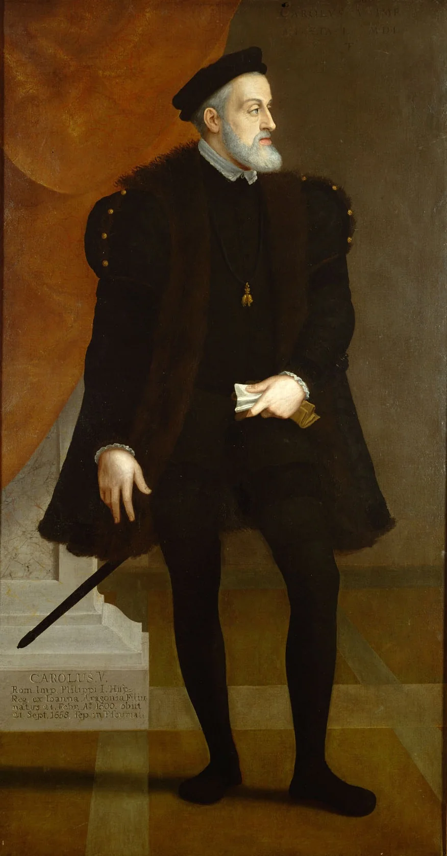 Kaiser Karl V. (1500-1558) als Fünfzigjähriger in ganzer Figur, detail