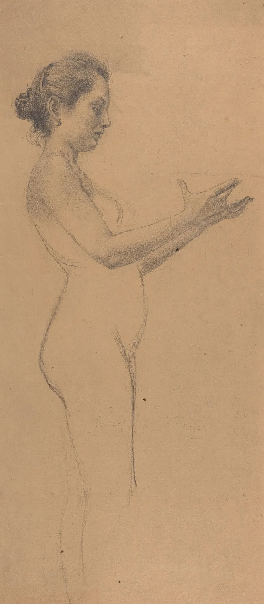 Female Nude with a Platter, detail