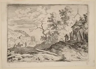 Hut with the Remains of a Hedge, by Allart van Everdingen, ink, 1650