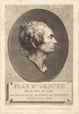 Jean-Baptiste Greuze, by Jean-Jacques Flipart, ink, 1750