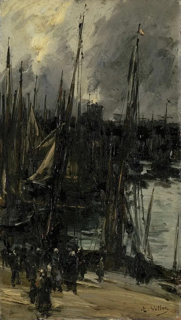 Harbour view in Dunkerque (or Dieppe?), by Antoine Vollon, oil, 1896