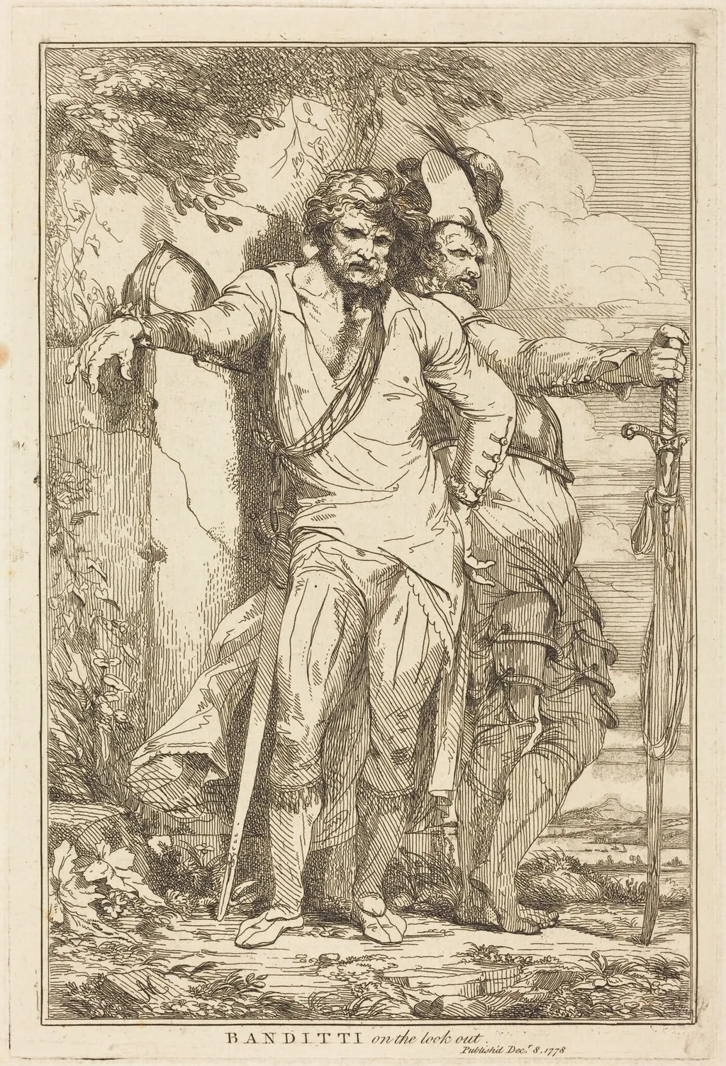 Banditti on the Look Out, by John Hamilton Mortimer, ink, 1778