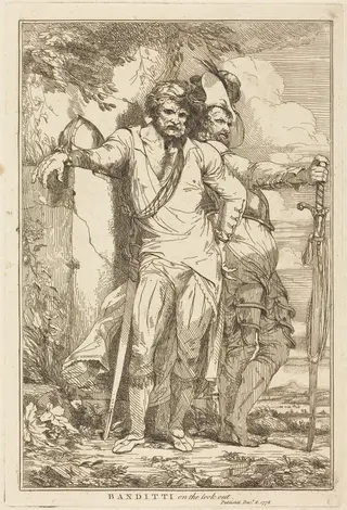 Banditti on the Look Out, by John Hamilton Mortimer, ink, 1778