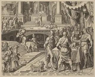 Josiah Celebrating Passover, by Philip Galle, ink, 1569