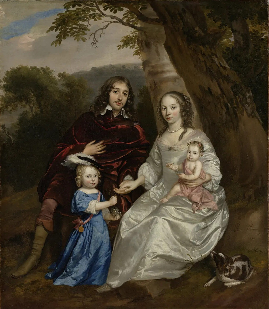Govert van Slingelandt (1623-90), lord of Dubbeldam. With his first wife Christina van Beveren and their two sons, by Johannes Mytens, oil, 1657