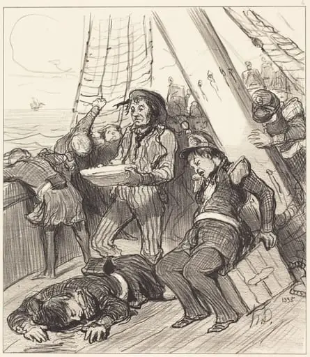 Plusieurs gardes nationaux qui n'avaient pas songé..., by Honoré Daumier, ink, 1848