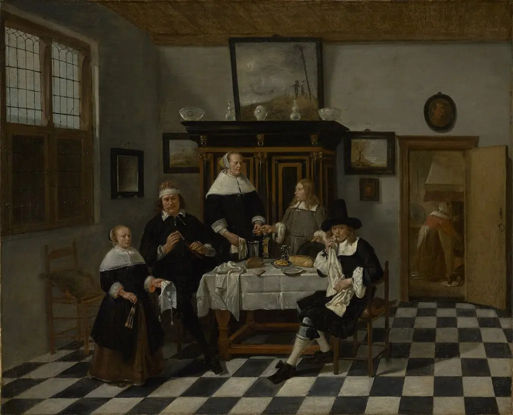 Family Group in an Interior, by Quirijn van Brekelenkam, oil, 1659