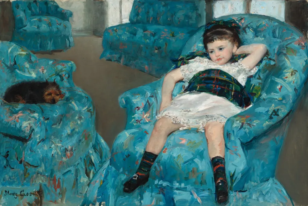 Little Girl in a Blue Armchair, by Mary Cassatt, oil, 1878
