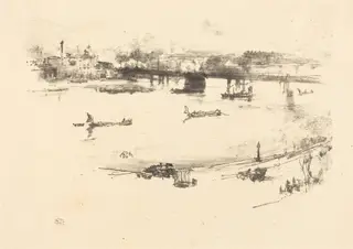 Charing Cross Railway Bridge, by James McNeill Whistler, ink, 1896