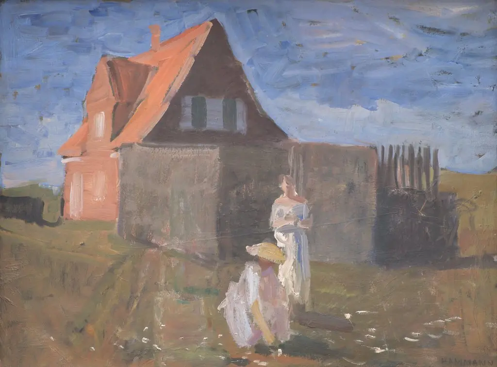 Evening Talk, by Marius Hammann, oil, 1930