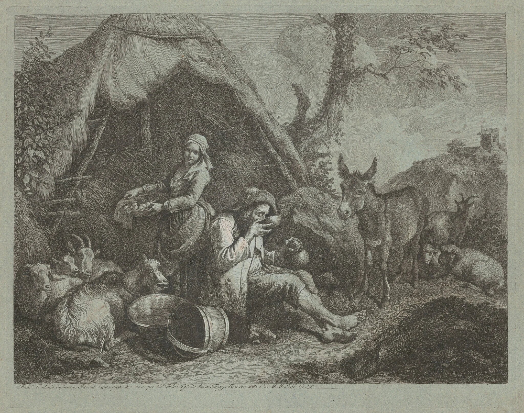 Seated Old Man and Woman with a Basket of Eggs, detail