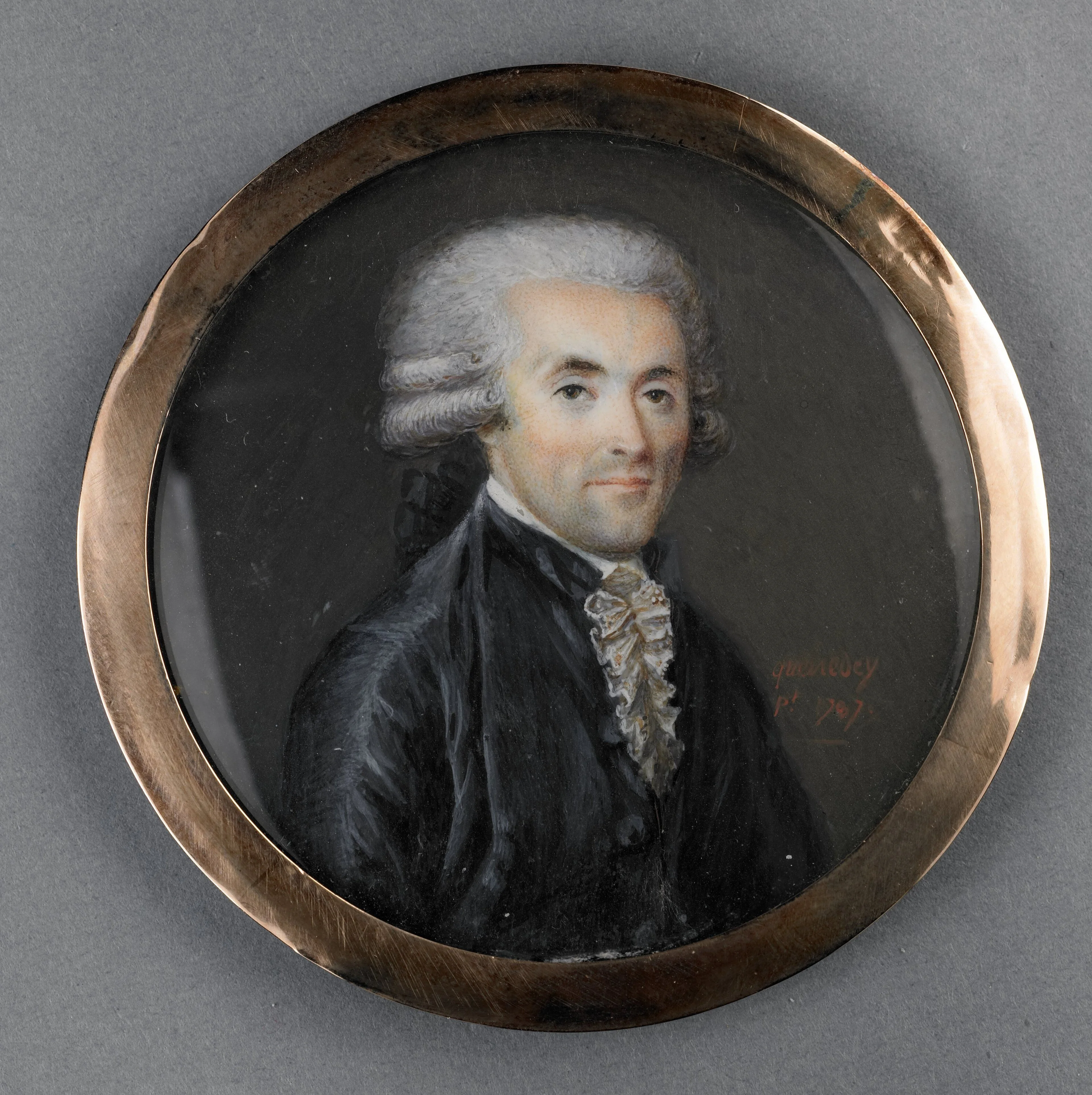 Portrait of a man on ivory, detail