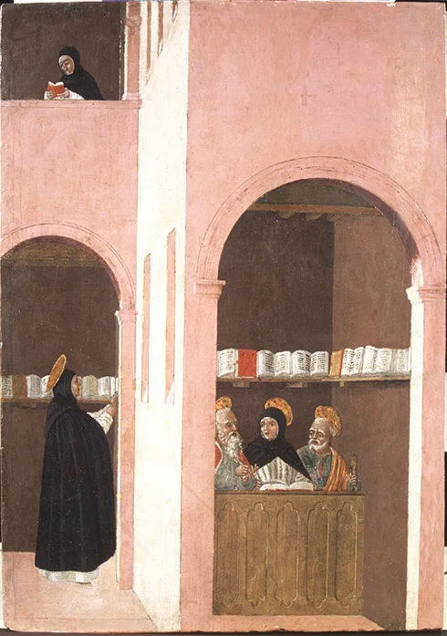 Saint Thomas Aquinas Aided by Saints Peter and Paul, detail