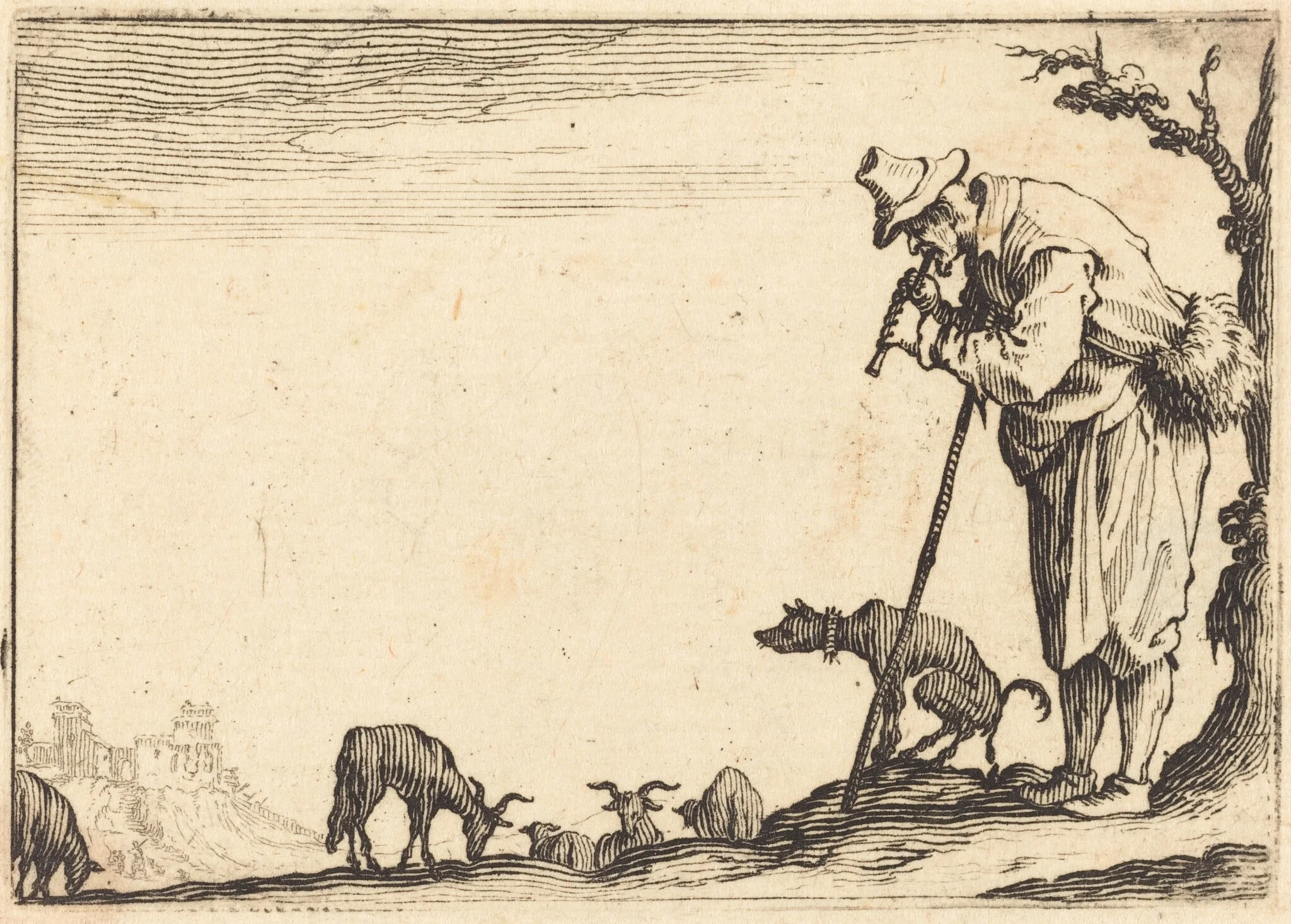 Shepherd Playing Flute, detail