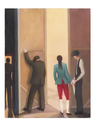 Leonide Massine waiting for his cue to go on stage in 'On With the Dance', by Gluck, paint
