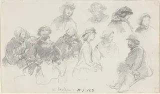 Passengers on Shipboard, by Eugène Louis Boudin, graphite, 1861