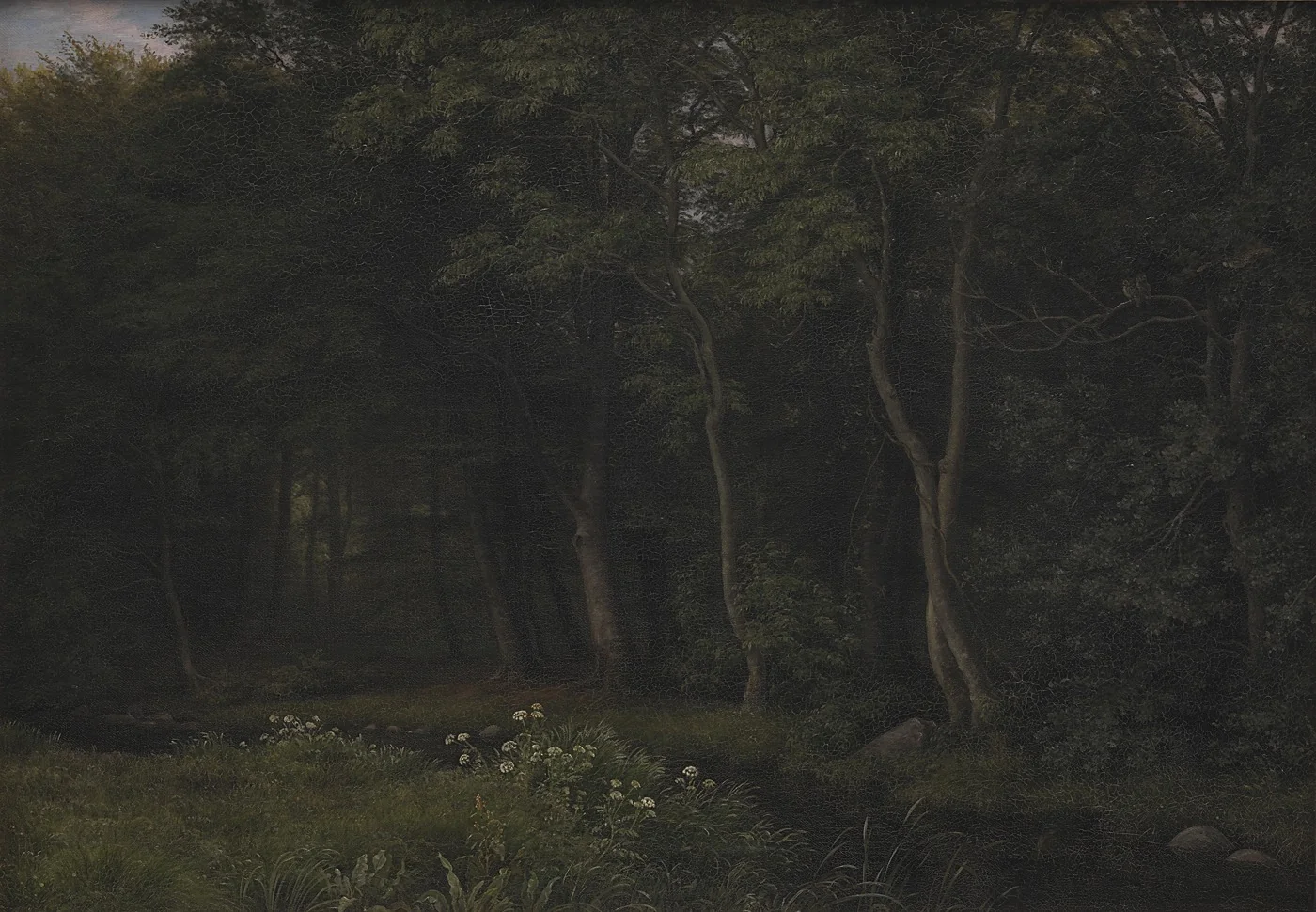 Twilight Setting in a Wood near Iselingen Manor, Zealand, detail